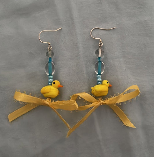 ducky glass bead earrings